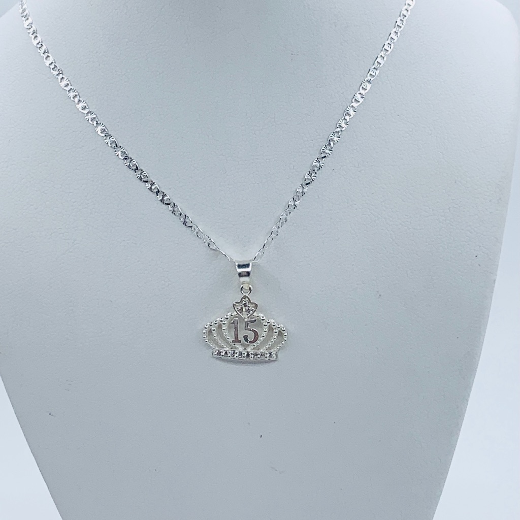 925 Sterling Silver Necklace And Crown 15 Pendant